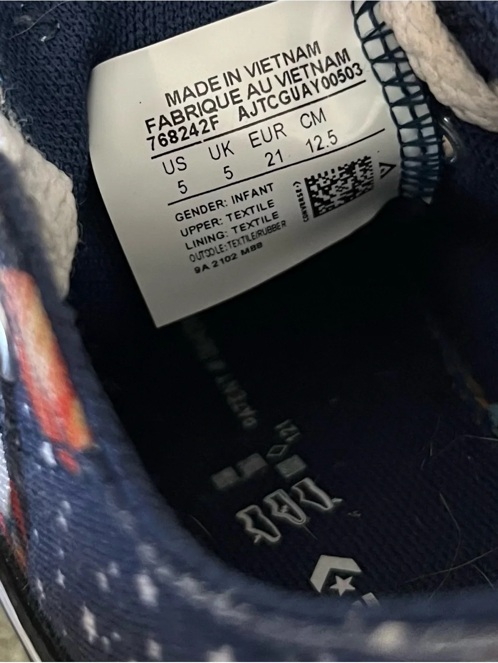 Converse Kids Navy Rocket Print Low-Top Sneakers with White Laces